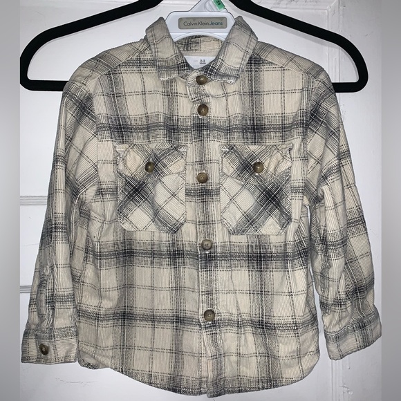 Zara cream and black corduroy button up 2-3 years - Picture 1 of 5